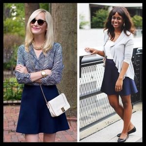 J.Crew Fluted Skirt in Navy Blue Crepe, Size 6